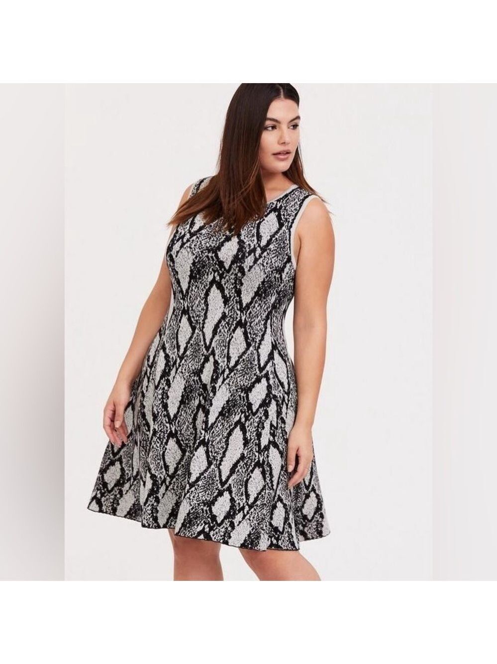 Torrid Black Snakeskin Print Sweater-knit Trapeze Dress Size 2 (2X, 18-20)